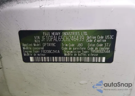 2012 Subaru Impreza 2.0I Sport Premium z USA, uszkodzony, nr VIN JF1GPAL65CH246439